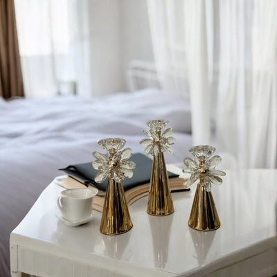 Aurora Crystal Bloom Candle Holders