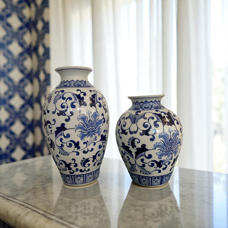 Imperial Legacy Classic Blue & White Porcelain Vase Pair