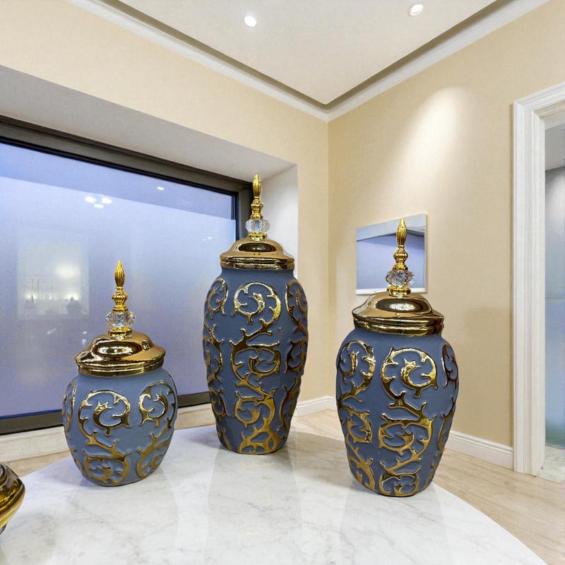 Royal Elegance Grey-Gold Candy Jars
