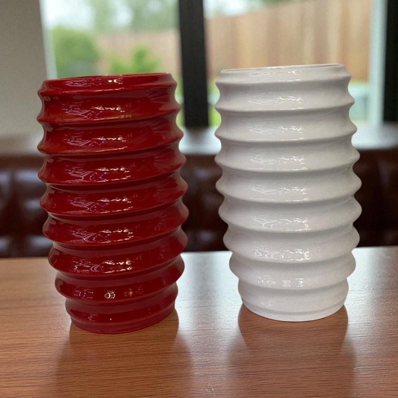Strata Gloss Vases – Crimson & Cloud Duo