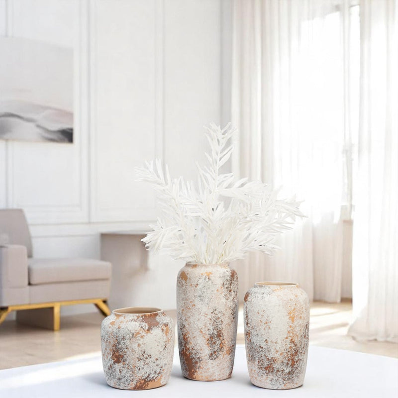 Frosted Terra Ceramic Vase Set
