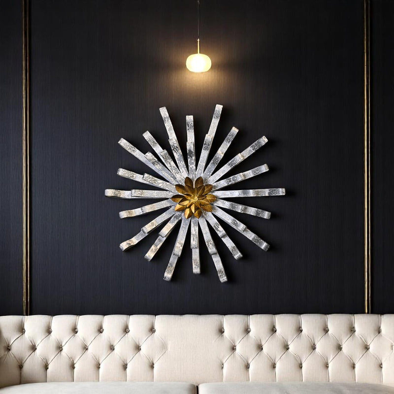 Solar Radiance: Gilded Burst Wall Sculpture