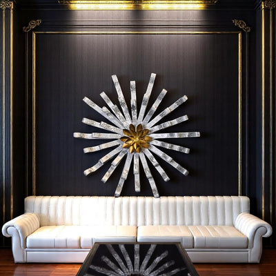 Solar Radiance: Gilded Burst Wall Sculpture