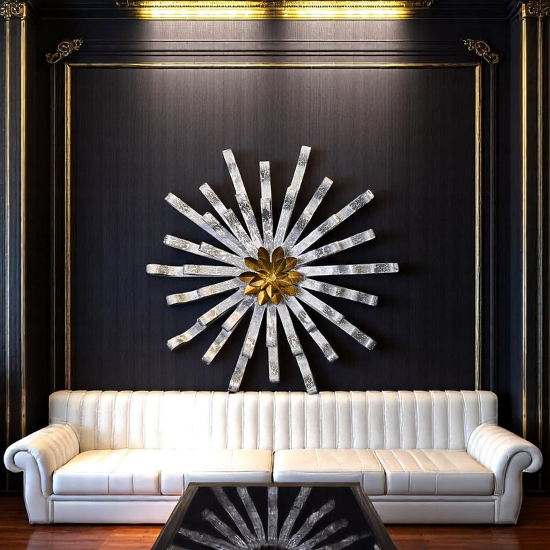 Solar Radiance: Gilded Burst Wall Sculpture