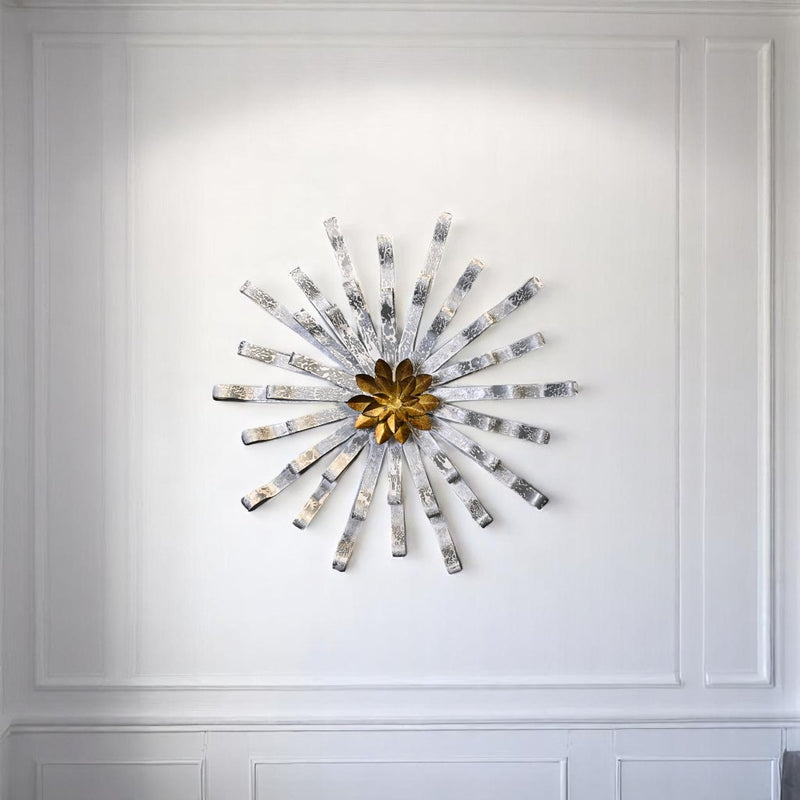 Solar Radiance: Gilded Burst Wall Sculpture