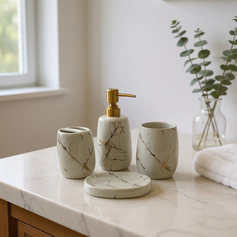Celeste Marble-Texture Bathroom Set