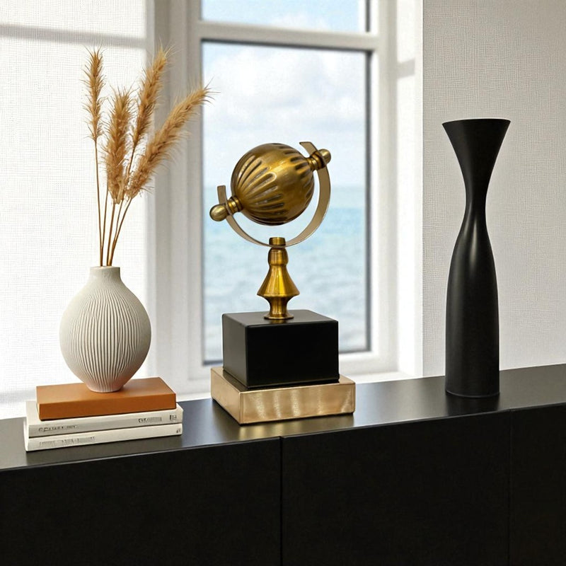 Metallic Brass Rotating Globe Decor