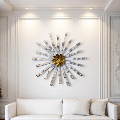 Solar Radiance: Gilded Burst Wall Sculpture