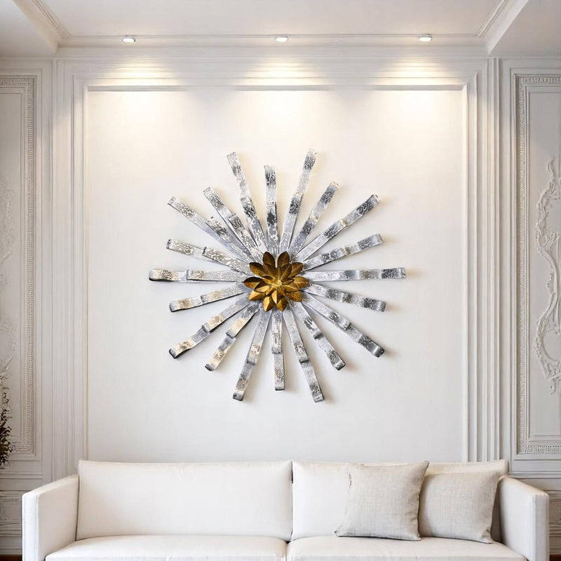 Solar Radiance: Gilded Burst Wall Sculpture