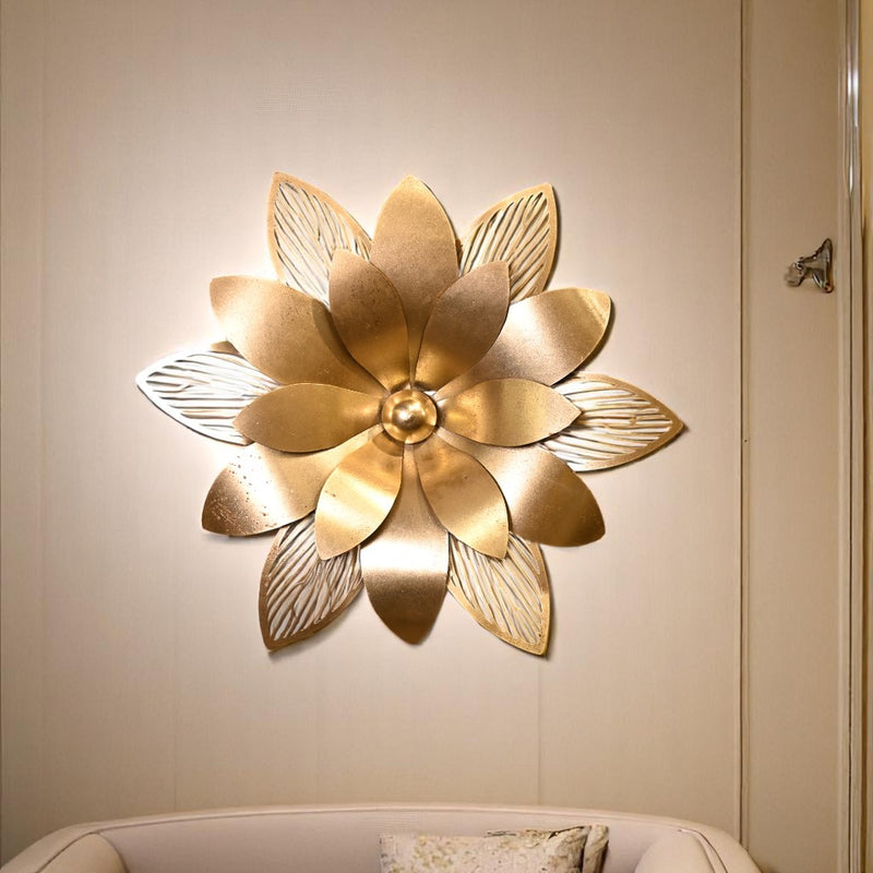 Golden Floral Metal Wall Art