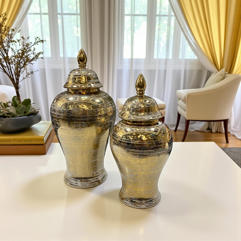 Luxe Golden Mirage Porcelain Jars