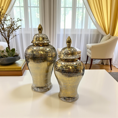 Luxe Golden Mirage Porcelain Jars