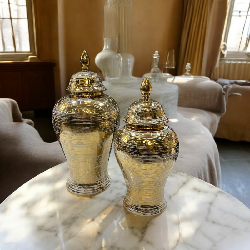 Luxe Golden Mirage Porcelain Jars