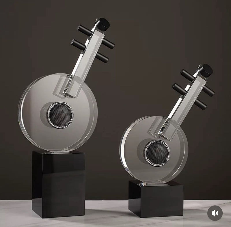 Modern Circular Crystal Guitar Sculpture