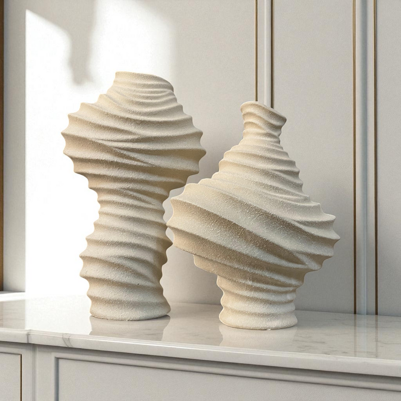 Rippled Textured Ceramic Vase