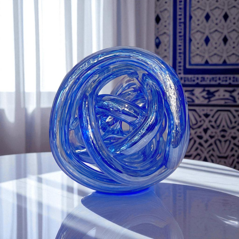 Abstract Crystal Blue Sculpture