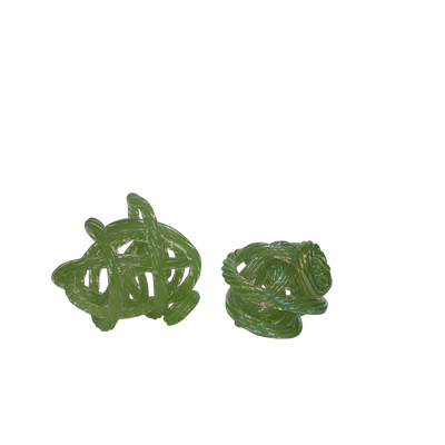 Cast Glass Abstract Knot Sculpture — Seafoam Green