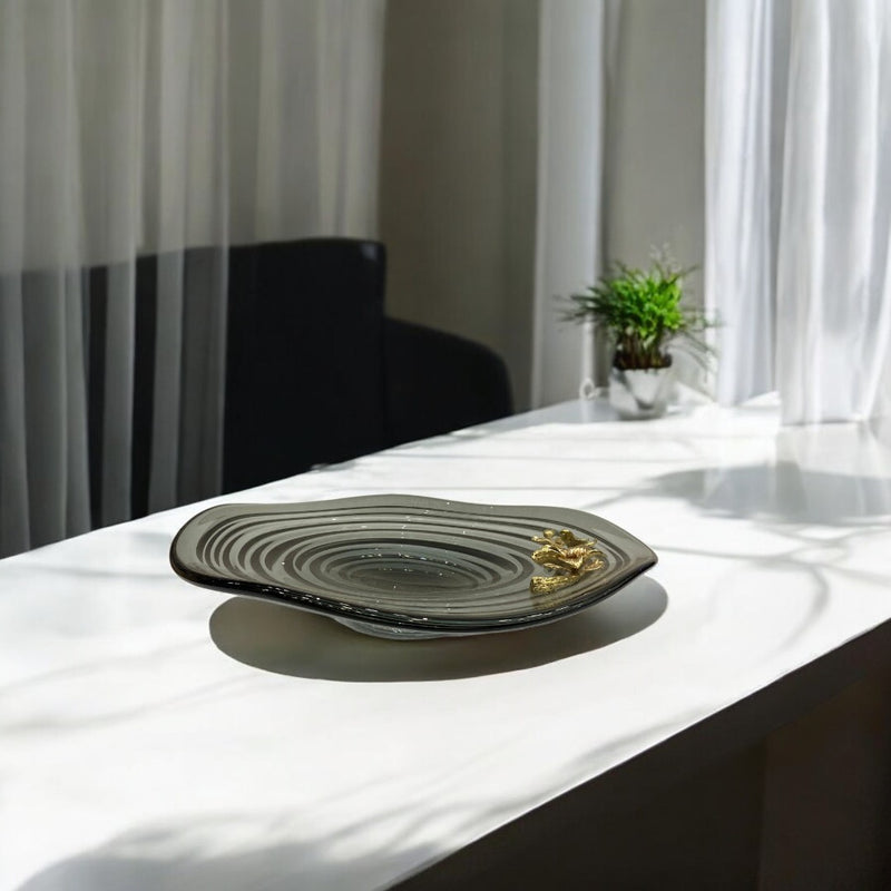 Heavy Grey Italian Glass Bowl