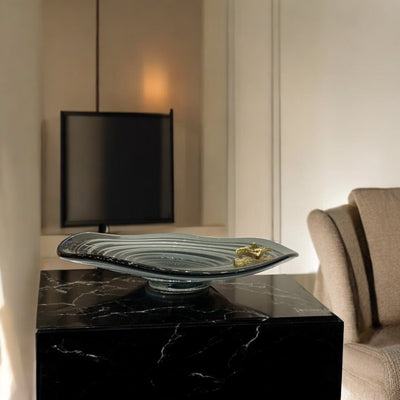 Heavy Grey Italian Glass Bowl