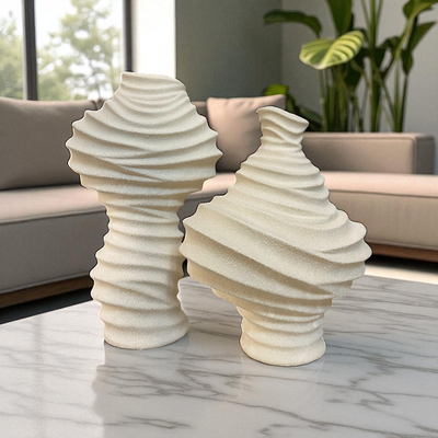 Rippled Textured Ceramic Vase