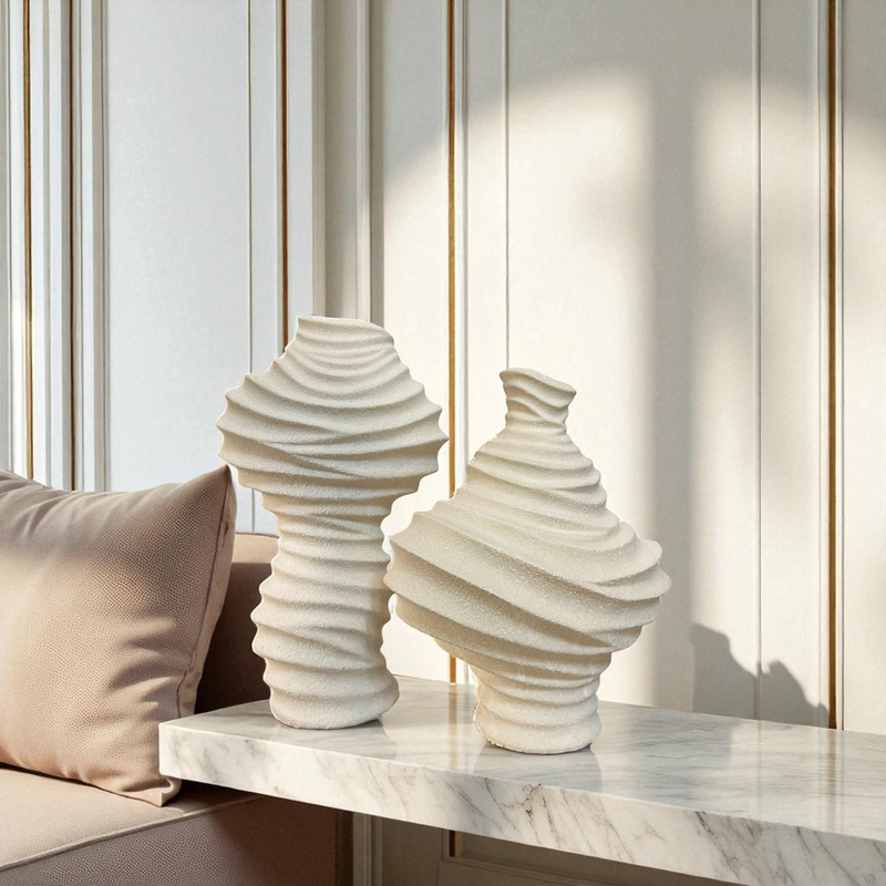 Rippled Textured Ceramic Vase