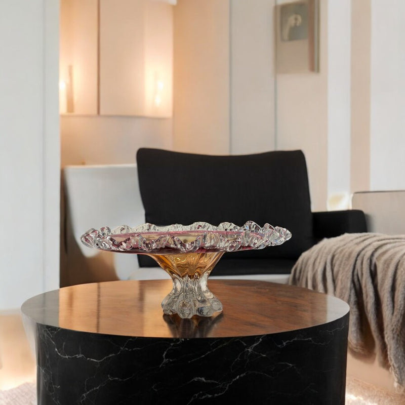 Heavy Pinkish Italian Glass Bowl