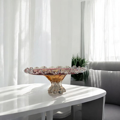 Heavy Pinkish Italian Glass Bowl