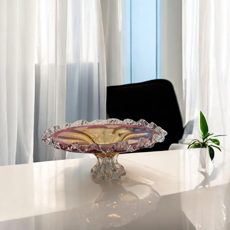 Heavy Pinkish Italian Glass Bowl