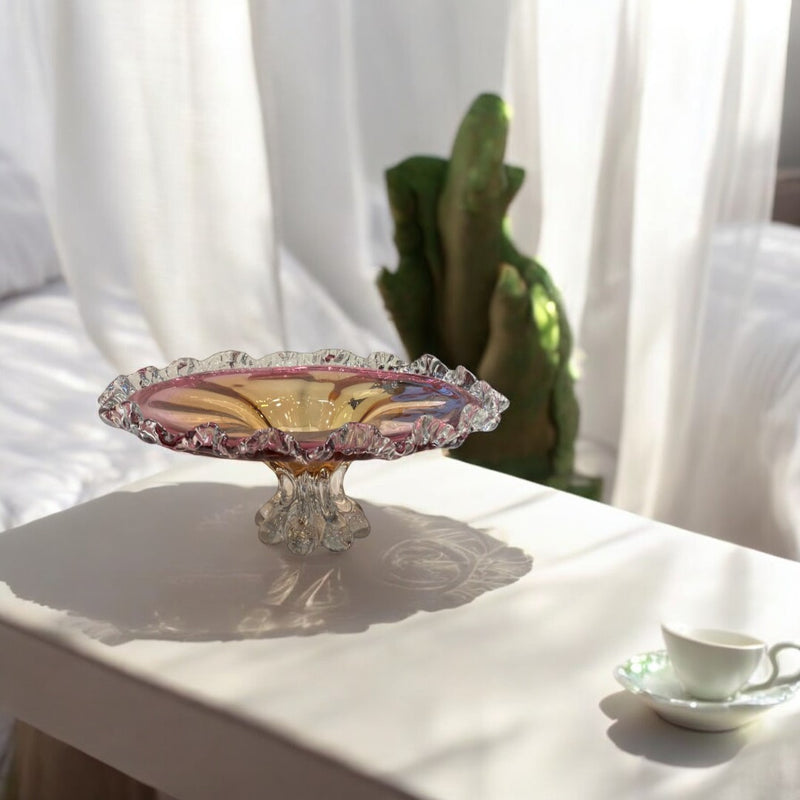Heavy Pinkish Italian Glass Bowl