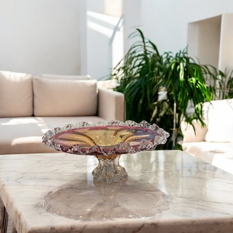Heavy Pinkish Italian Glass Bowl