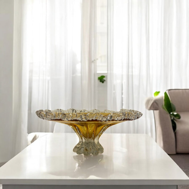 Heavy Champagne Italian Glass Bowl