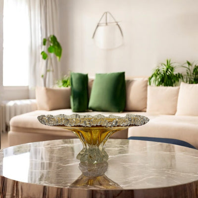 Heavy Champagne Italian Glass Bowl