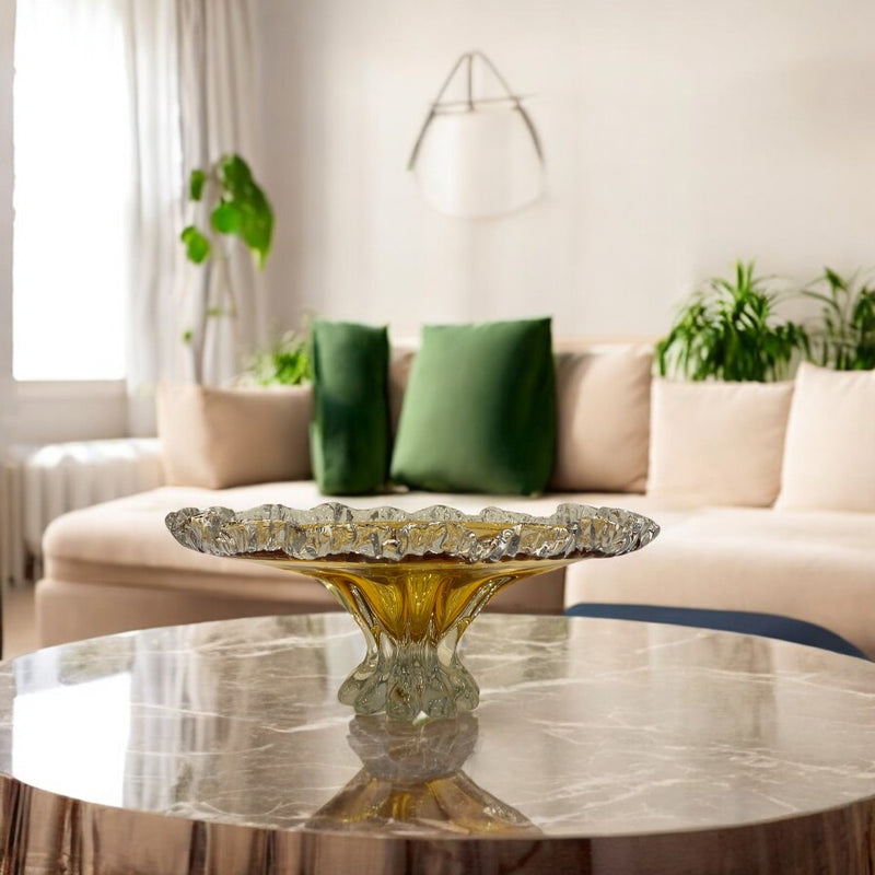 Heavy Champagne Italian Glass Bowl
