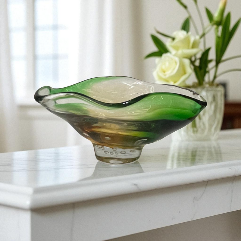 Classic Murano-Style Green Glass Bowl