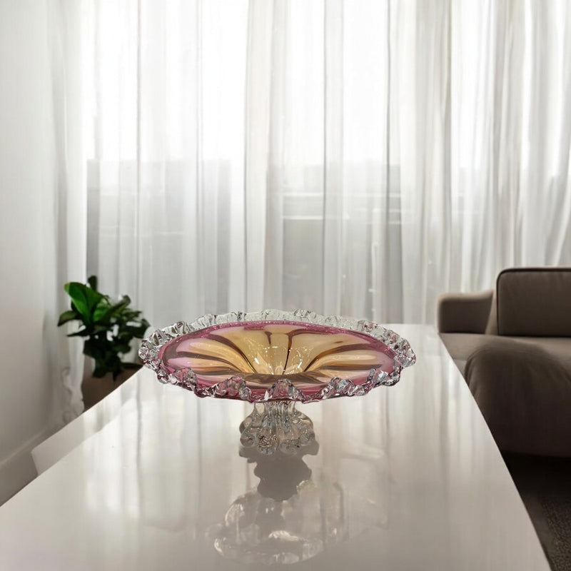 Heavy Pinkish Italian Glass Bowl