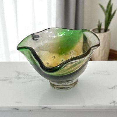 Classic Murano-Style Green Glass Bowl