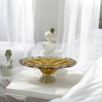 Heavy Champagne Italian Glass Bowl