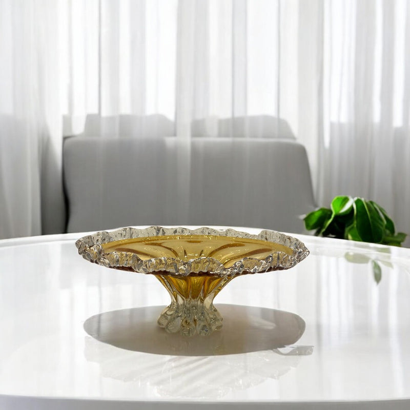 Heavy Champagne Italian Glass Bowl