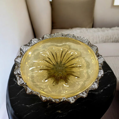 Heavy Champagne Italian Glass Bowl