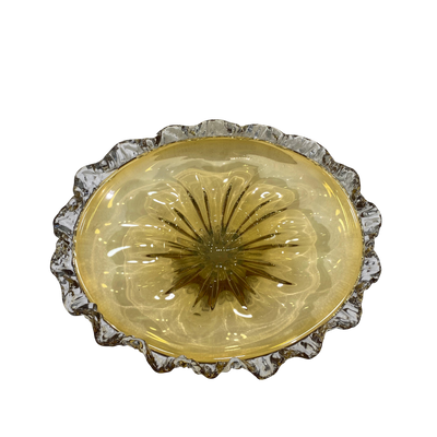 Heavy Champagne Italian Glass Bowl