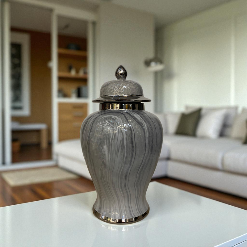 Silver Mist Marble Porcelain Jars