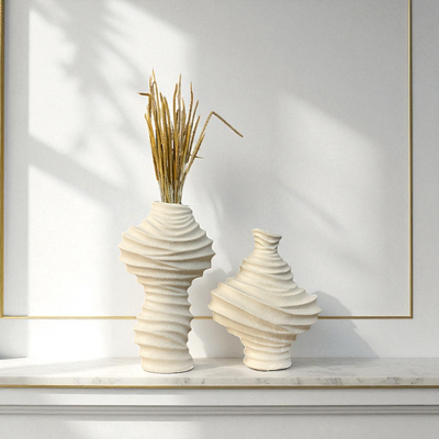 Rippled Textured Ceramic Vase