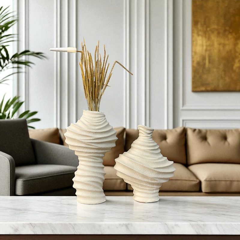 Rippled Textured Ceramic Vase