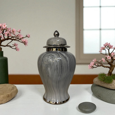 Silver Mist Marble Porcelain Jars