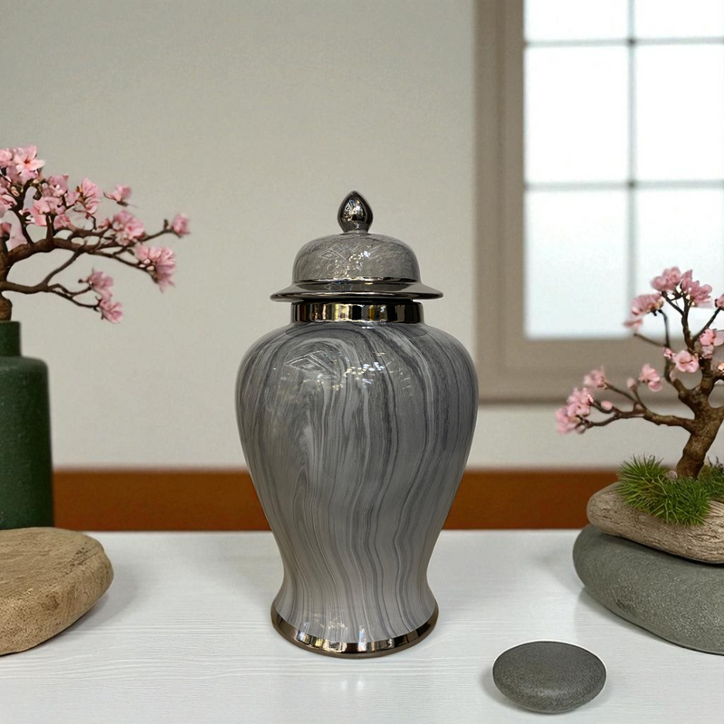 Silver Mist Marble Porcelain Jars