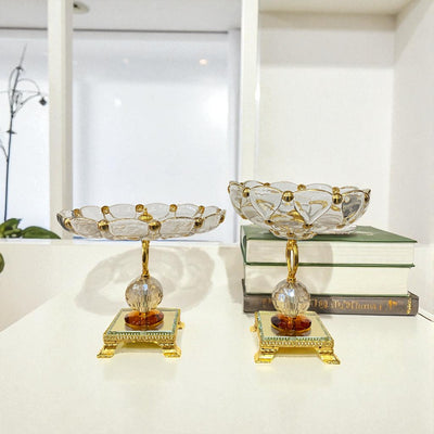 Three-Piece Gilded Crystal Pedestal Bowls