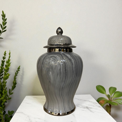 Silver Mist Marble Porcelain Jars