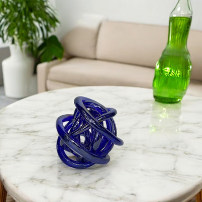 Azure Abstract Knot Glass Sculpture