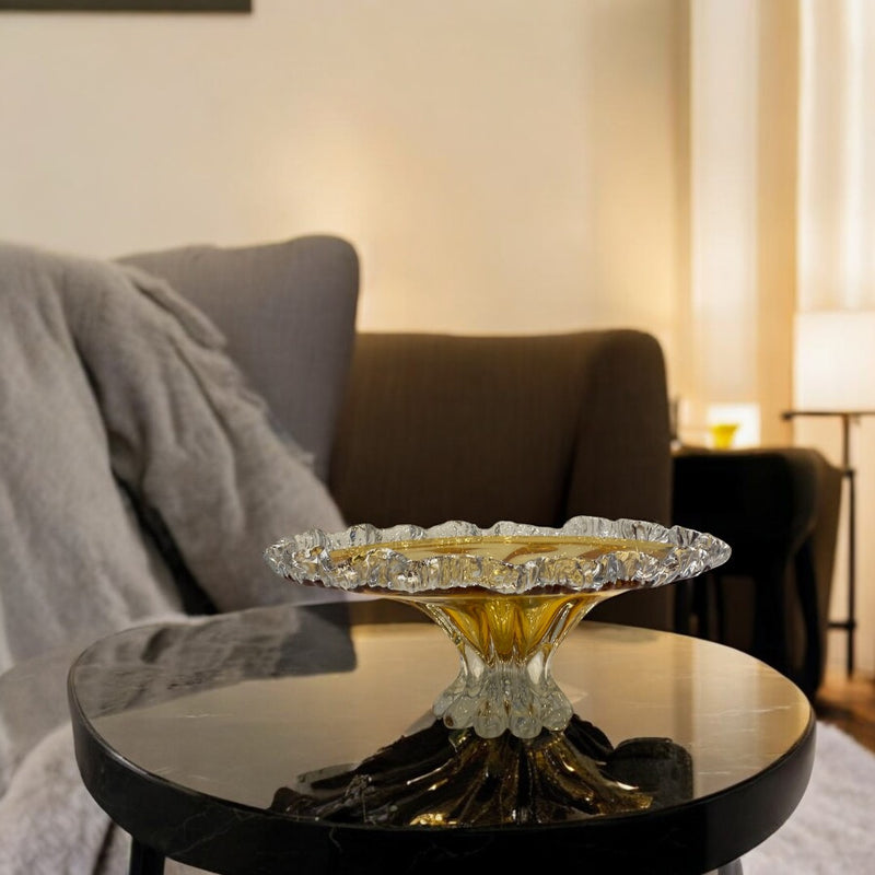 Heavy Champagne Italian Glass Bowl