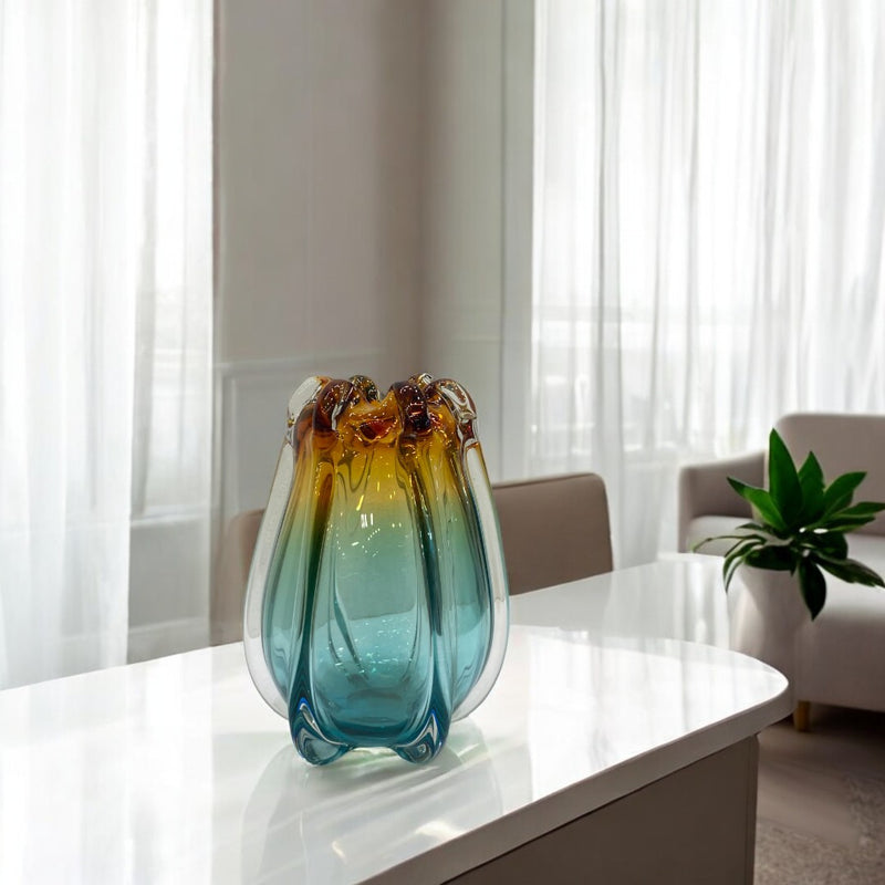 Heavy Italian Multi Color Glass Vase